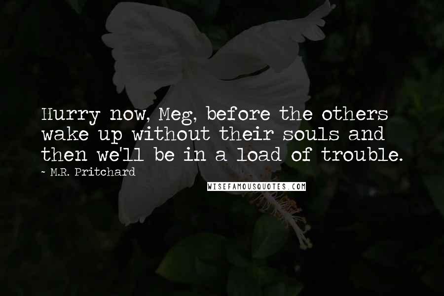 M.R. Pritchard Quotes: Hurry now, Meg, before the others wake up without their souls and then we'll be in a load of trouble.