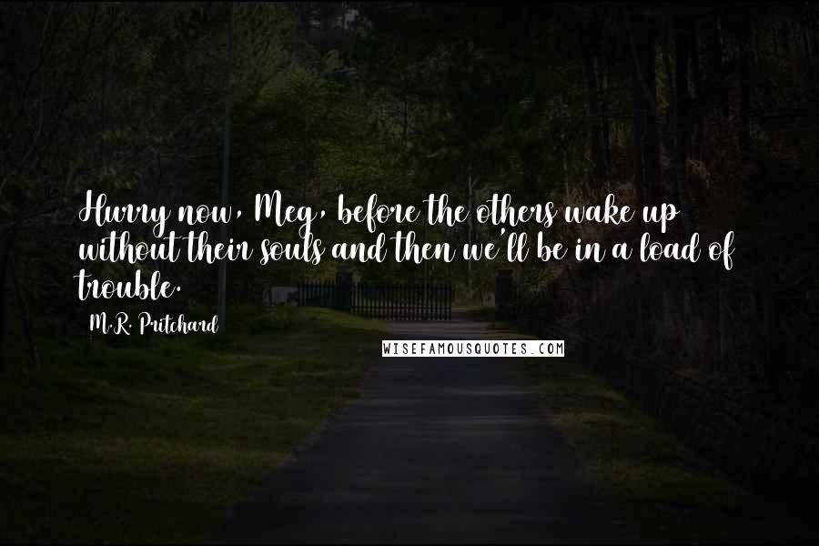 M.R. Pritchard Quotes: Hurry now, Meg, before the others wake up without their souls and then we'll be in a load of trouble.