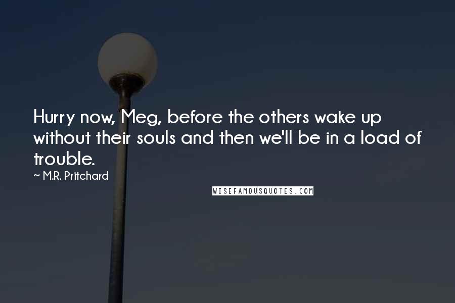 M.R. Pritchard Quotes: Hurry now, Meg, before the others wake up without their souls and then we'll be in a load of trouble.