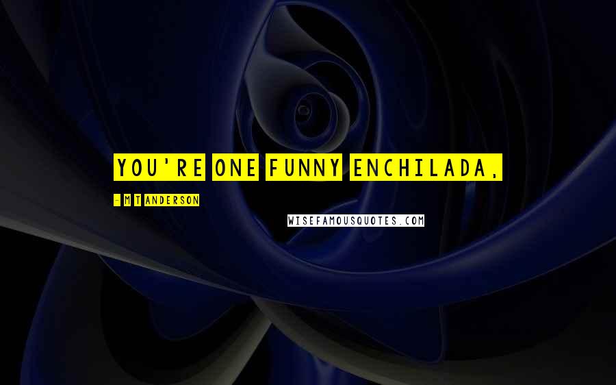 M T Anderson Quotes: You're one funny enchilada,