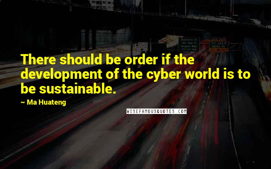 Ma Huateng Quotes: There should be order if the development of the cyber world is to be sustainable.