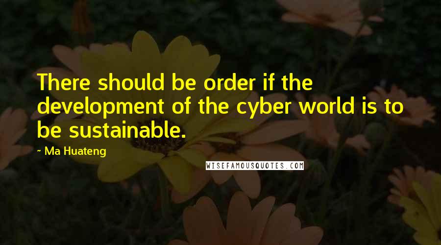 Ma Huateng Quotes: There should be order if the development of the cyber world is to be sustainable.