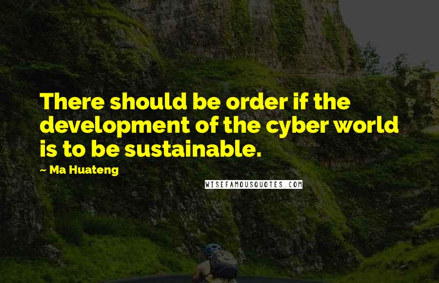 Ma Huateng Quotes: There should be order if the development of the cyber world is to be sustainable.