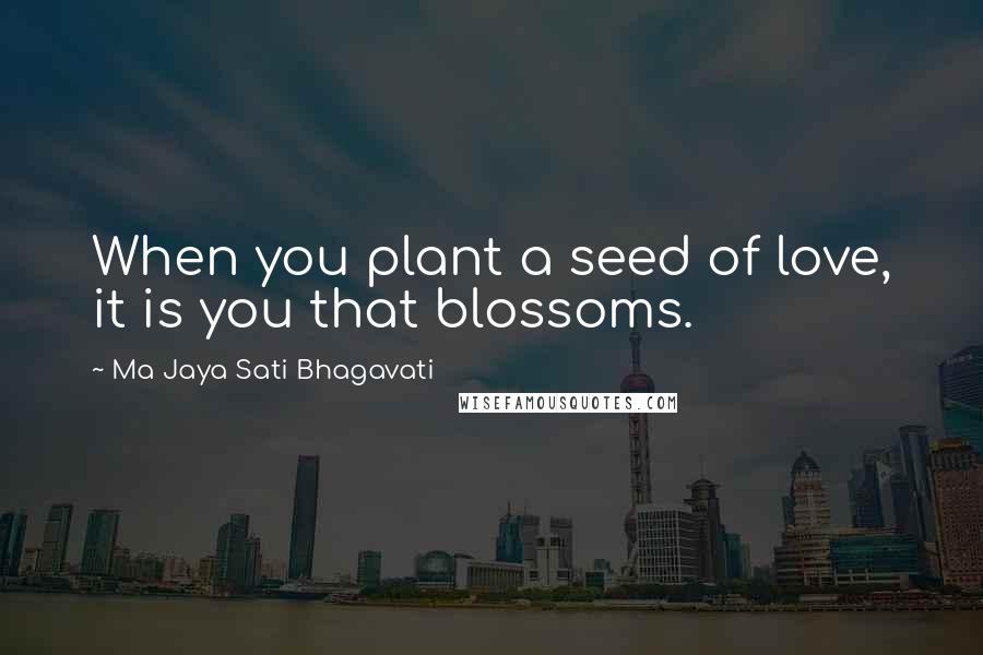 Ma Jaya Sati Bhagavati Quotes: When you plant a seed of love, it is you that blossoms.