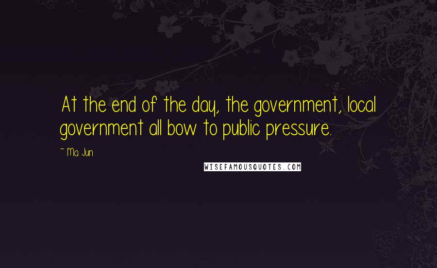 Ma Jun Quotes: At the end of the day, the government, local government all bow to public pressure.
