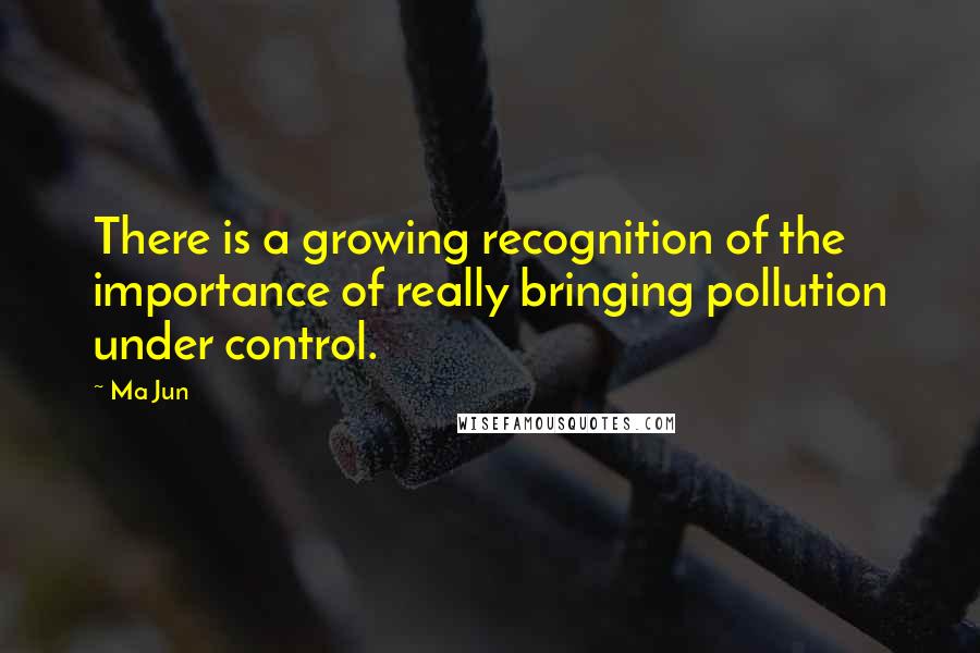 Ma Jun Quotes: There is a growing recognition of the importance of really bringing pollution under control.