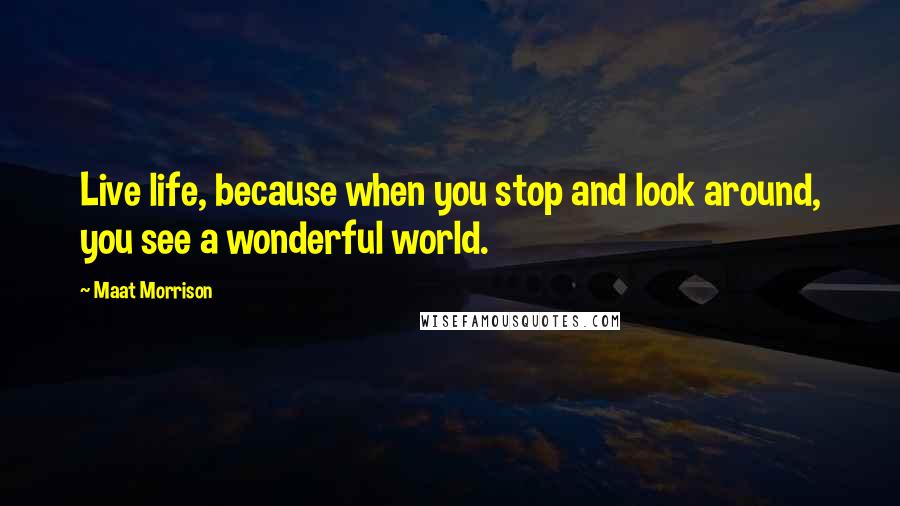 Maat Morrison Quotes: Live life, because when you stop and look around, you see a wonderful world.
