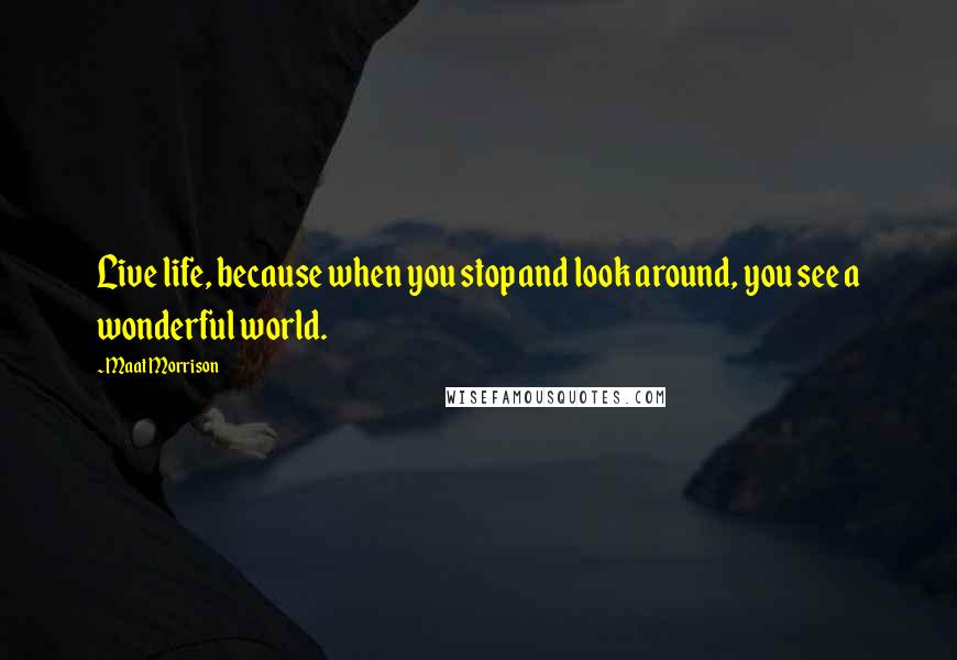 Maat Morrison Quotes: Live life, because when you stop and look around, you see a wonderful world.