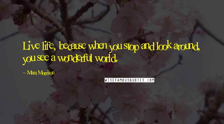 Maat Morrison Quotes: Live life, because when you stop and look around, you see a wonderful world.