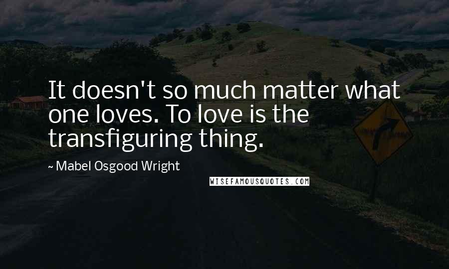 Mabel Osgood Wright Quotes: It doesn't so much matter what one loves. To love is the transfiguring thing.