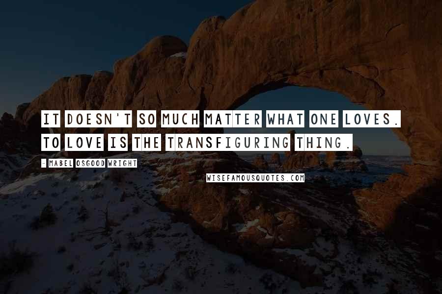 Mabel Osgood Wright Quotes: It doesn't so much matter what one loves. To love is the transfiguring thing.