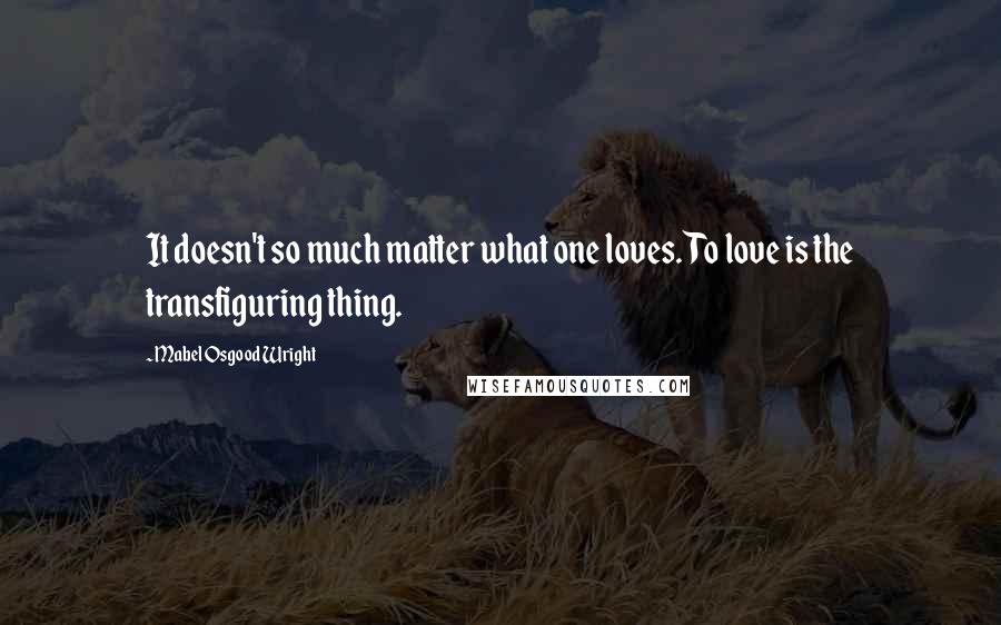 Mabel Osgood Wright Quotes: It doesn't so much matter what one loves. To love is the transfiguring thing.