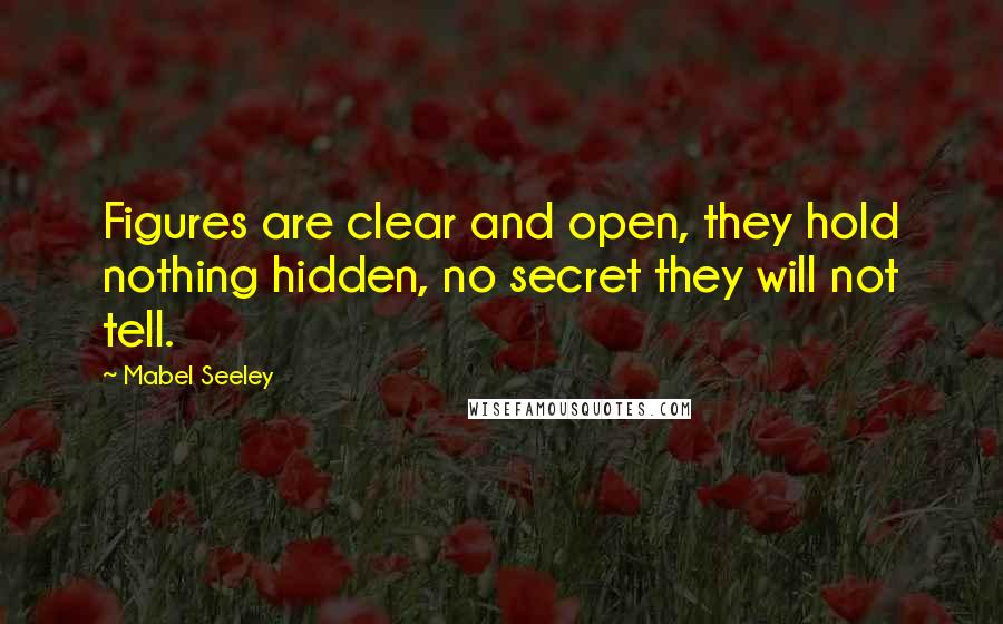 Mabel Seeley Quotes: Figures are clear and open, they hold nothing hidden, no secret they will not tell.