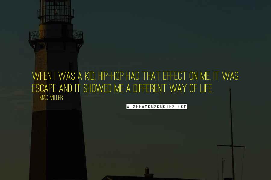 Mac Miller Quotes: When I was a kid, hip-hop had that effect on me, it was escape and it showed me a different way of life.