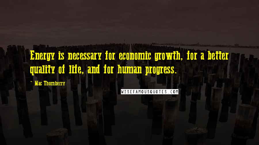 Mac Thornberry Quotes: Energy is necessary for economic growth, for a better quality of life, and for human progress.