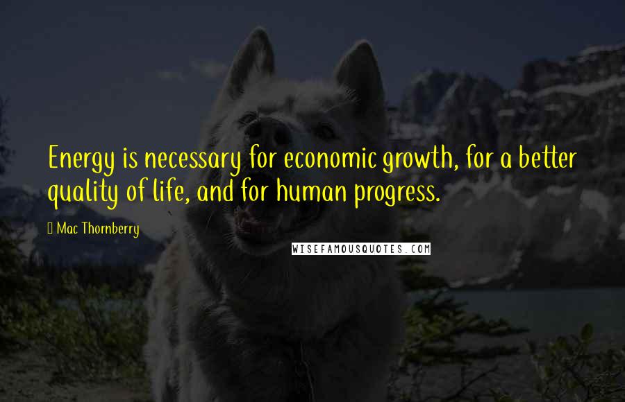 Mac Thornberry Quotes: Energy is necessary for economic growth, for a better quality of life, and for human progress.