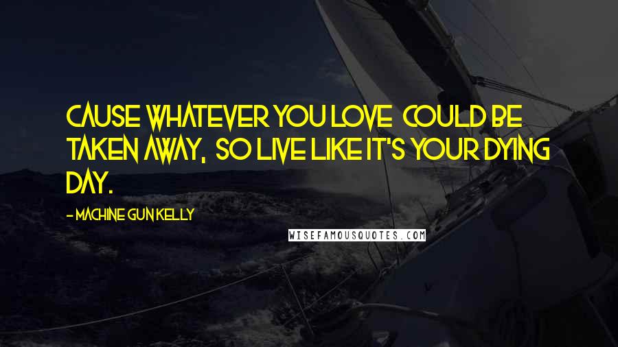 Machine Gun Kelly Quotes: Cause whatever you love  could be taken away,  So live like it's your dying day.