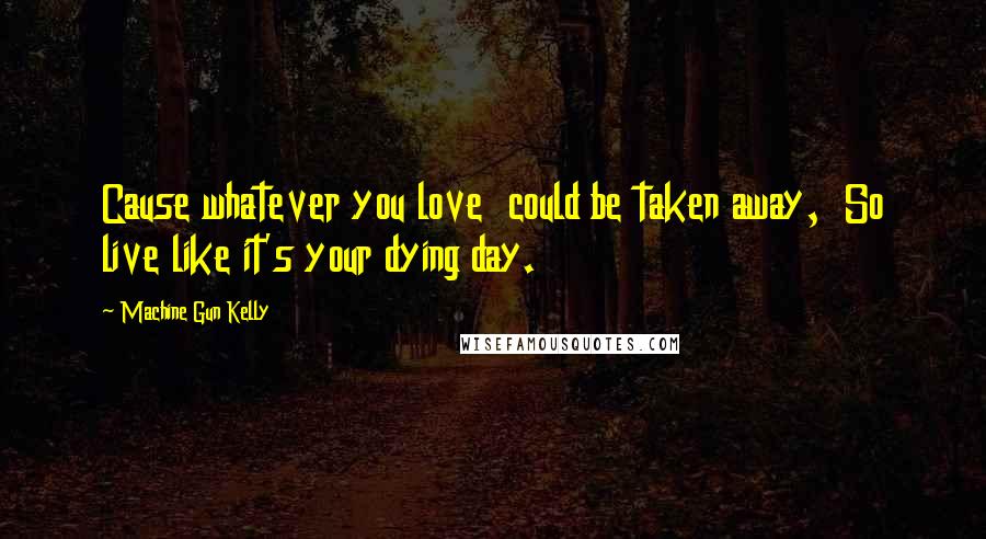 Machine Gun Kelly Quotes: Cause whatever you love  could be taken away,  So live like it's your dying day.
