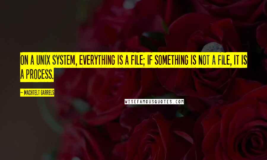Machtelt Garrels Quotes: On a UNIX system, everything is a file; if something is not a file, it is a process.