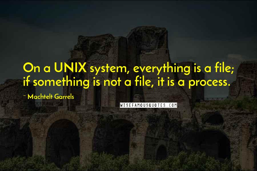 Machtelt Garrels Quotes: On a UNIX system, everything is a file; if something is not a file, it is a process.