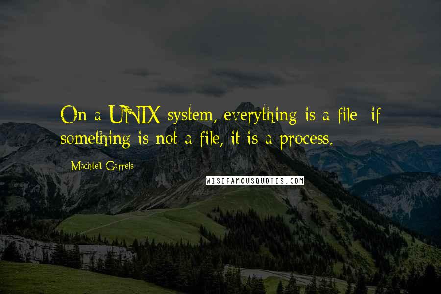 Machtelt Garrels Quotes: On a UNIX system, everything is a file; if something is not a file, it is a process.