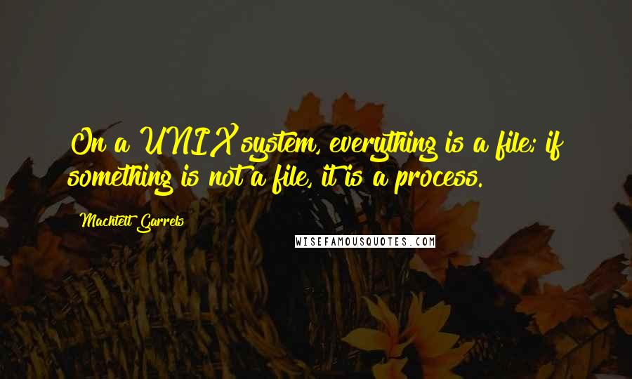 Machtelt Garrels Quotes: On a UNIX system, everything is a file; if something is not a file, it is a process.