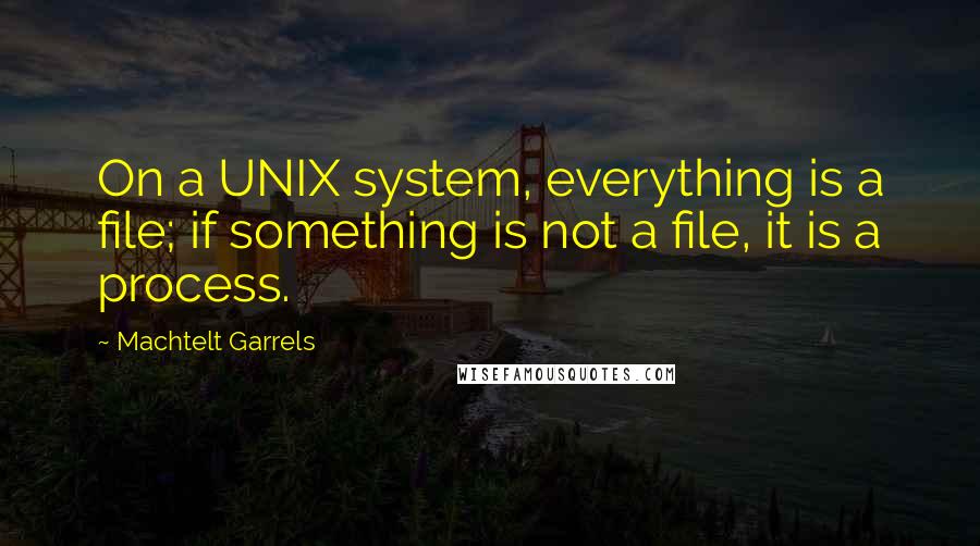 Machtelt Garrels Quotes: On a UNIX system, everything is a file; if something is not a file, it is a process.