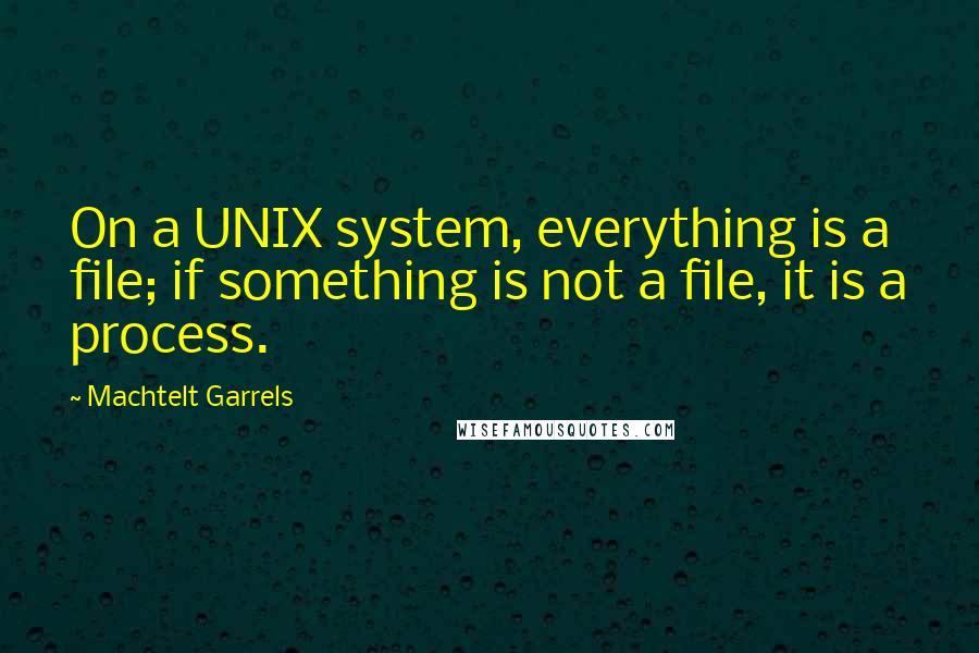 Machtelt Garrels Quotes: On a UNIX system, everything is a file; if something is not a file, it is a process.