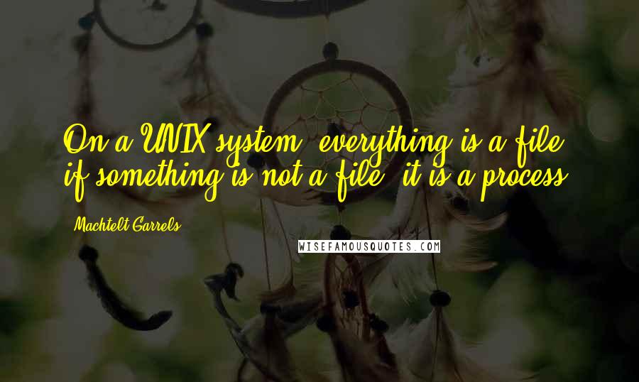 Machtelt Garrels Quotes: On a UNIX system, everything is a file; if something is not a file, it is a process.