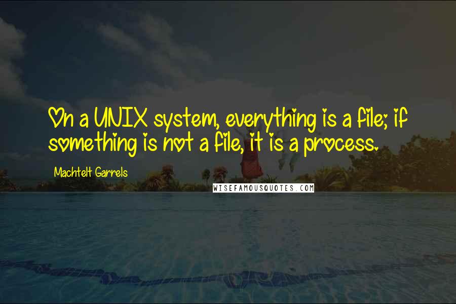 Machtelt Garrels Quotes: On a UNIX system, everything is a file; if something is not a file, it is a process.