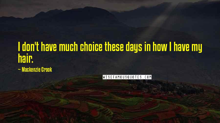 Mackenzie Crook Quotes: I don't have much choice these days in how I have my hair.