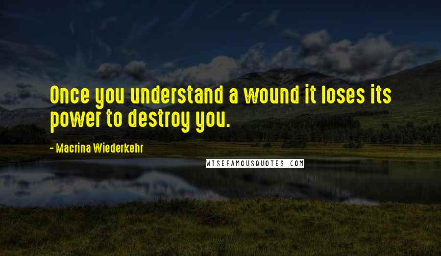 Macrina Wiederkehr Quotes: Once you understand a wound it loses its power to destroy you.