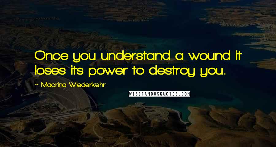 Macrina Wiederkehr Quotes: Once you understand a wound it loses its power to destroy you.