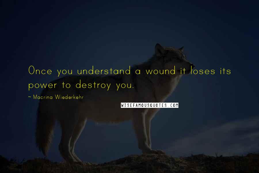 Macrina Wiederkehr Quotes: Once you understand a wound it loses its power to destroy you.