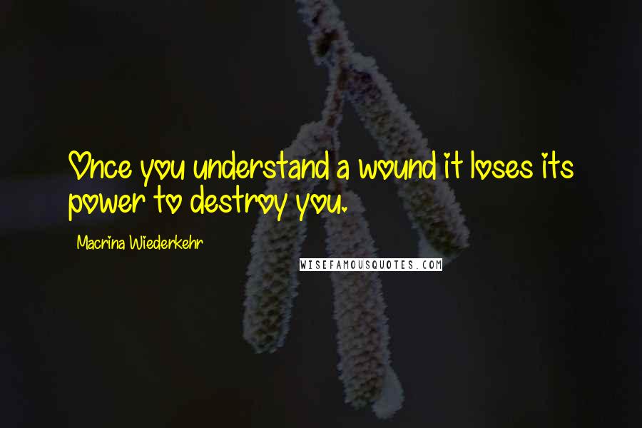 Macrina Wiederkehr Quotes: Once you understand a wound it loses its power to destroy you.