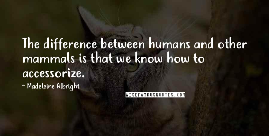 Madeleine Albright Quotes: The difference between humans and other mammals is that we know how to accessorize.