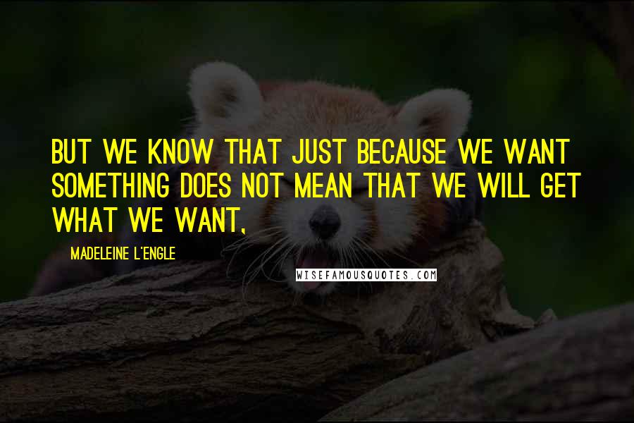 Madeleine L'Engle Quotes: But we know that just because we want something does not mean that we will get what we want,