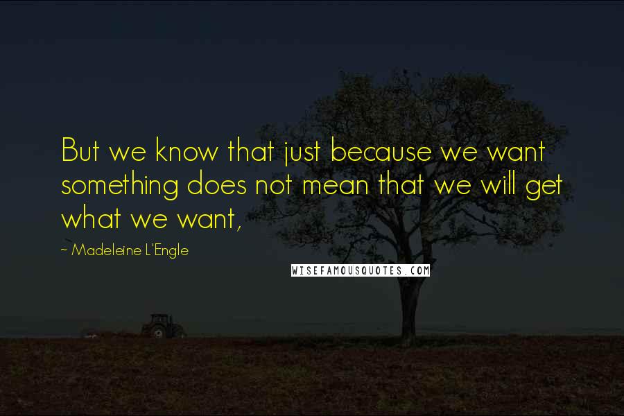 Madeleine L'Engle Quotes: But we know that just because we want something does not mean that we will get what we want,