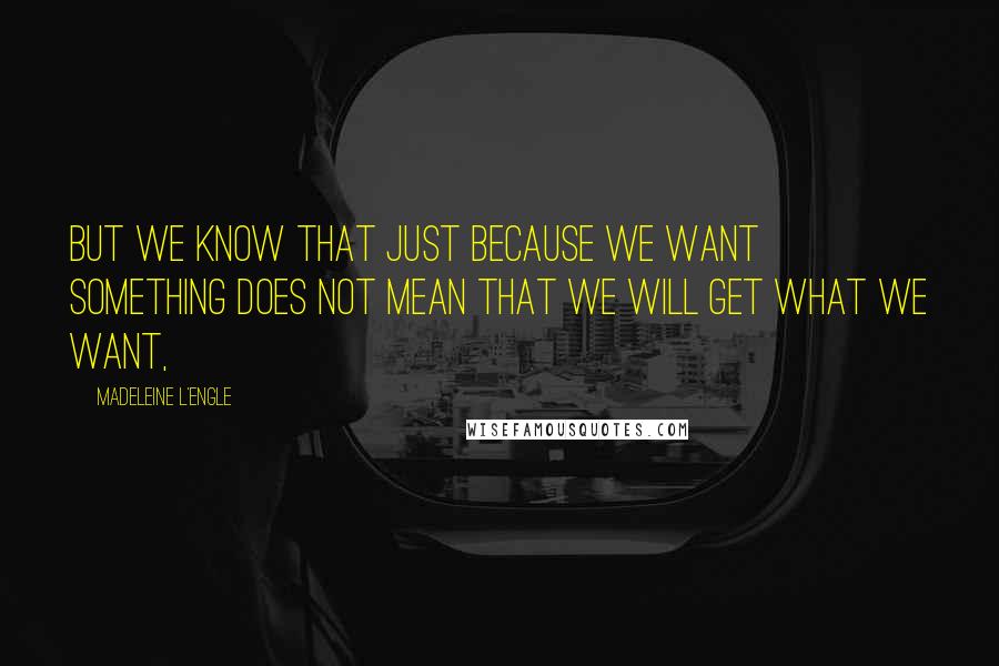 Madeleine L'Engle Quotes: But we know that just because we want something does not mean that we will get what we want,