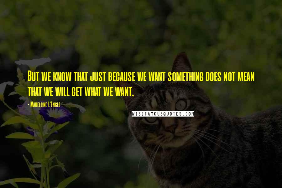 Madeleine L'Engle Quotes: But we know that just because we want something does not mean that we will get what we want,