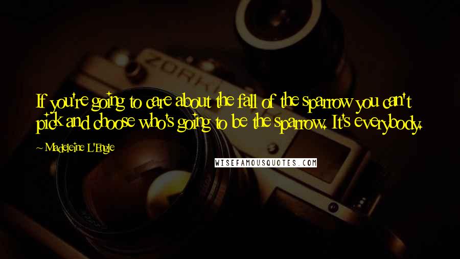 Madeleine L'Engle Quotes: If you're going to care about the fall of the sparrow you can't pick and choose who's going to be the sparrow. It's everybody.