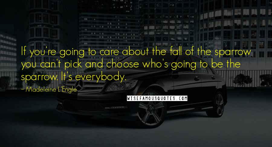 Madeleine L'Engle Quotes: If you're going to care about the fall of the sparrow you can't pick and choose who's going to be the sparrow. It's everybody.