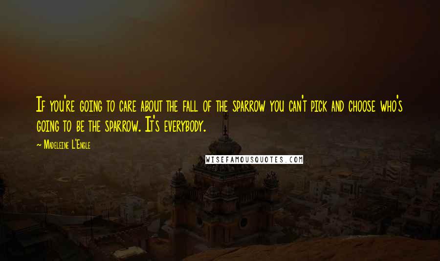 Madeleine L'Engle Quotes: If you're going to care about the fall of the sparrow you can't pick and choose who's going to be the sparrow. It's everybody.