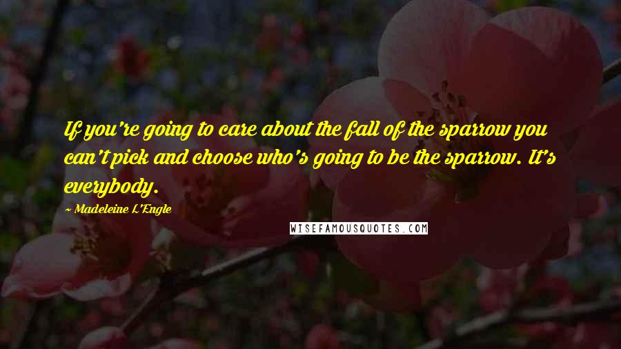 Madeleine L'Engle Quotes: If you're going to care about the fall of the sparrow you can't pick and choose who's going to be the sparrow. It's everybody.