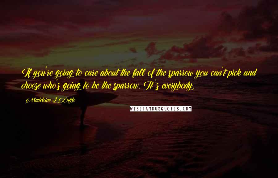 Madeleine L'Engle Quotes: If you're going to care about the fall of the sparrow you can't pick and choose who's going to be the sparrow. It's everybody.