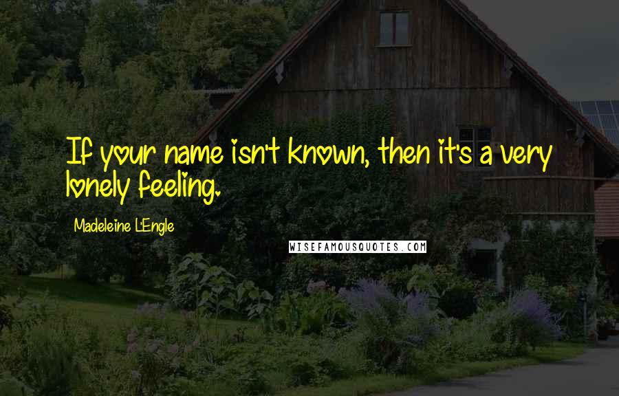 Madeleine L'Engle Quotes: If your name isn't known, then it's a very lonely feeling.