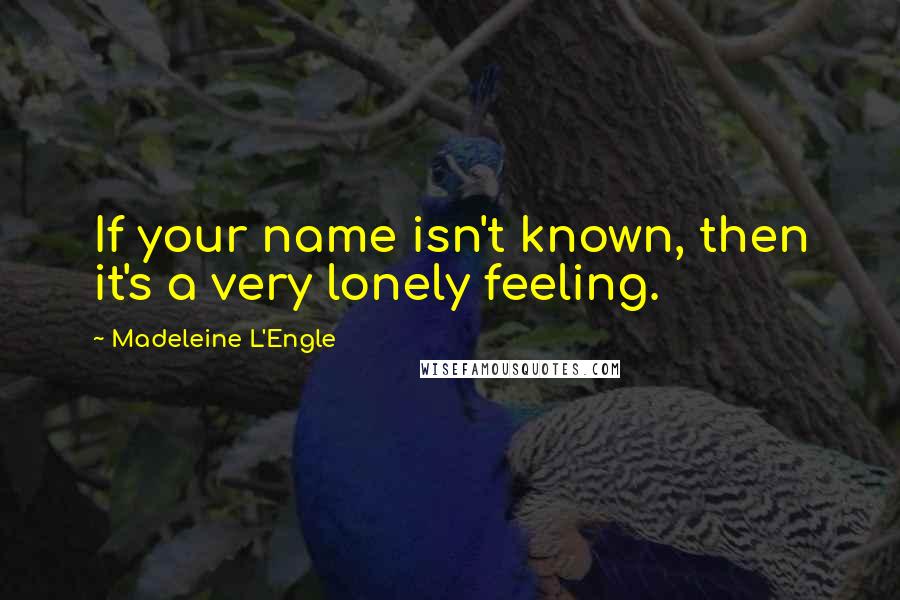 Madeleine L'Engle Quotes: If your name isn't known, then it's a very lonely feeling.