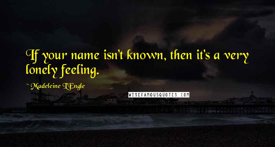 Madeleine L'Engle Quotes: If your name isn't known, then it's a very lonely feeling.