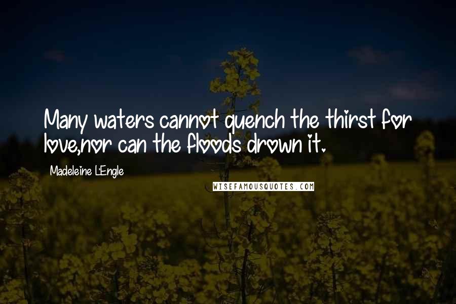 Madeleine L'Engle Quotes: Many waters cannot quench the thirst for love,nor can the floods drown it.