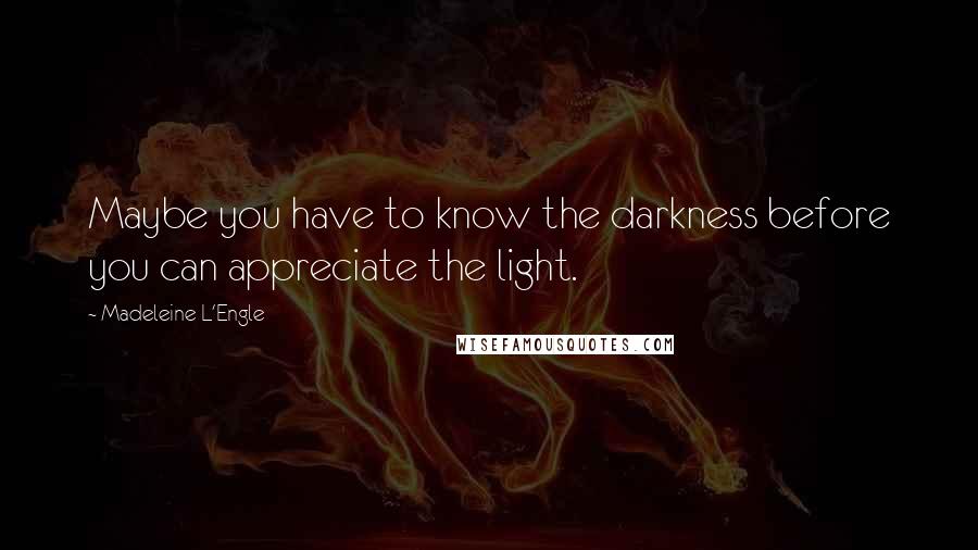 Madeleine L'Engle Quotes: Maybe you have to know the darkness before you can appreciate the light.